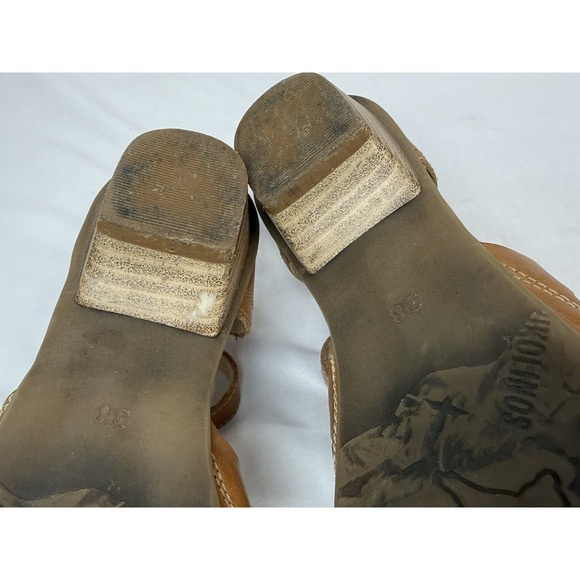 Pikolinos Women's Size 38 Brown Leather Laser Cut Shoes Small Heel Round Toe - Picture 11 of 11